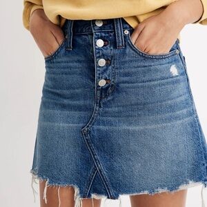 Madewell Rigid Blue Denim A-Line Mini Skirt Button-Front Edition Size Large
